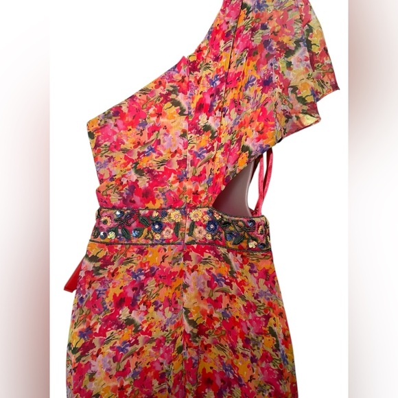 Mac Duggal 9157 Floral Embellished One Shoulder Gown Pink Multicolor Size 2 NWT - Picture 5 of 6